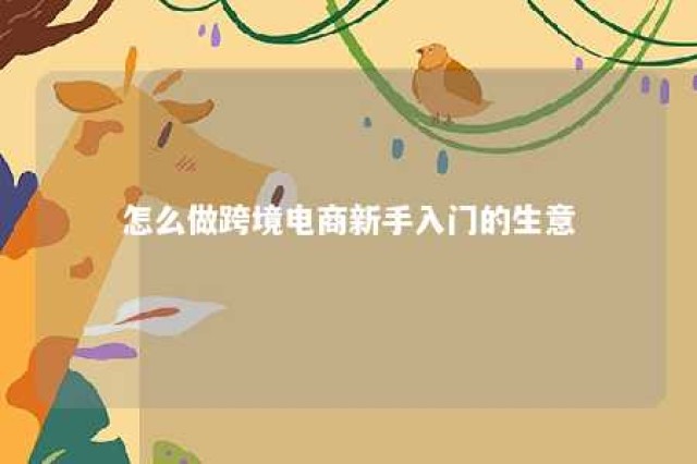 怎么做跨境电商新手入门的生意