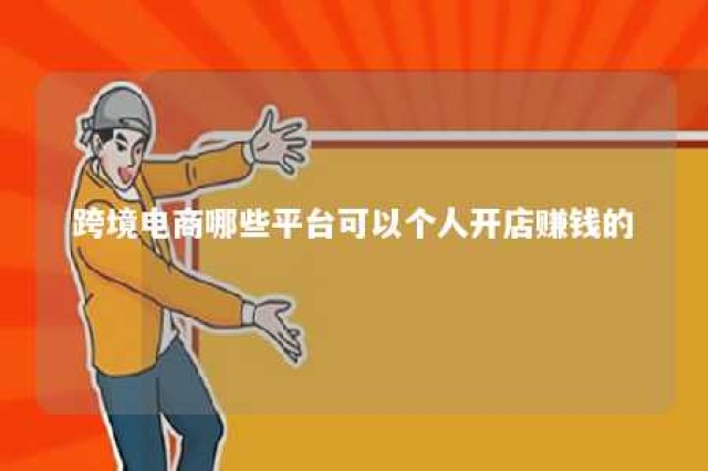 跨境电商哪些平台可以个人开店赚钱的 适合个人开店的跨境电商平台